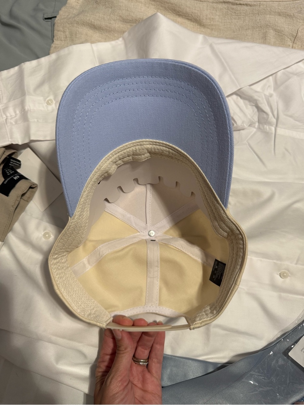 Cream & Light Blue Baseball Cap “put it on my fiance’s tab” - Picture 3 of 4